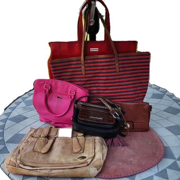Vintage Handbags - Vintage Seven Distressed Designer Mix As Is Handbag Reseller Upcycle Lot